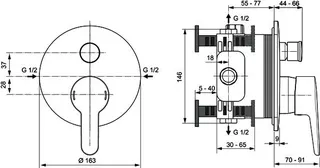 Ideal Standard Badearmatur UP Ceraplus Bausatz 2 Rosette d:163mm Chrom – Bild 3