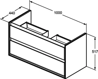 Ideal Standard MWT-Unterschrank Connect Air,2 Ausz., 1000x440x517mm, Eiche gr.Dek.u.Weiß matt – Bild 4