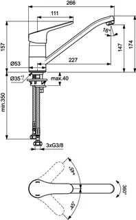 Ideal Standard Küchenarmatur Ceraform, ND, Ausld. 227mm, Chrom – Bild 2