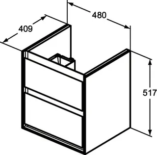 Ideal Standard Waschtisch-USchrank Connect Air Cube,2 Ausz., 480x409x517mm, Weiß gl.u.matt – Bild 2