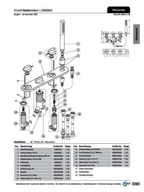 Ideal Standard Seitenventil Zst., G1/2, links