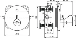 Ideal Standard Sensor-Brausearmatur UP Ceraplus,BS2, th.Desinfektion,Batt.,Ros.d:170mm,Chrom – Bild 3