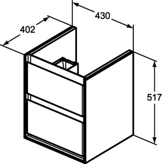 Ideal Standard Waschtisch-USchrank Connect Air Cube,2 Ausz., 430x402x517mm, Weiß gl.u.matt – Bild 2