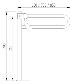 LEH Klappgriff+ Bodenmontage Funktion 32/600x119x790 Edelst. glatt poliert – Bild 2