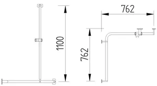 LEH DUHA Evolution 30/762x762x1100 re. Edelstahl anthrazit mit Brausehalter – Bild 2