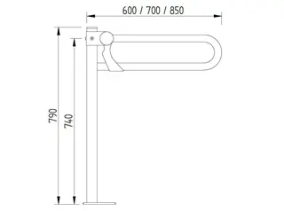 LEH Klappgriff+ Bodenmontage Funktion 32/700x119x790 Edelst. fingergrip pol. – Bild 2