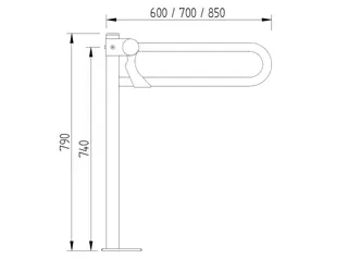 LEH Klappgriff+ Bodenmontage Funktion 32/700x119x790 Edelst. glatt poliert – Bild 2