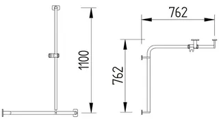 LEH DUHA Evolution 30/762x762x1100 li. Edelstahl anthrazit mit Brausehalter – Bild 2