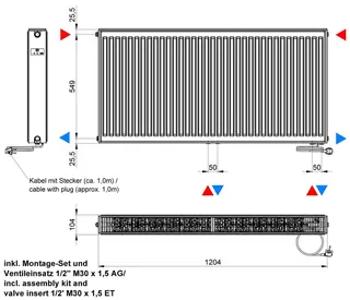 ATEC eVENT Ventil Tieftemp-Heizk. 8-Loch mit Mittelanschl. 600x1200 RAL 9016 – Bild 2