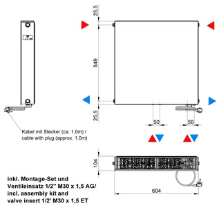 ATEC eVENT Ventil Plan Tieftemp-Heizk. 8 Loch m. Mittelanschl. 600x600 RAL 9016 – Bild 2