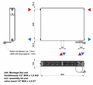 ATEC eVENT Ventil Plan Tieftemp-Heizk. 8 Loch m. Mittelanschl. 600x800 RAL 9016 – Bild 2