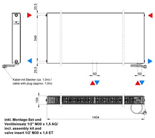 ATEC eVENT Ventil Plan Tieftemp-Heizk. 8 Loch m. Mittelanschl. 600x1400 RAL 9016 – Bild 2