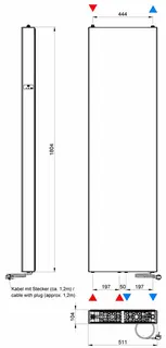 ATEC eVENT Vertikal Plan Tieftemp-Heizk. mit Mittelanschl. 1800x500 RAL 9016 – Bild 2