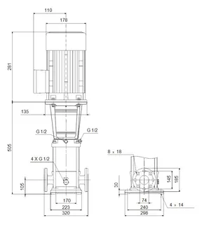 GRUNDFOS Vertikale Kreiselpumpe CR45-5 A-F-A-E-HQQE 3x400/690 50 HZ – Bild 2