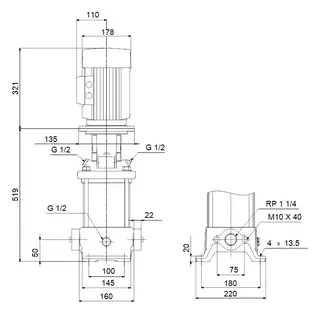 GRUNDFOS Vertikale Kreiselpumpe CR10-7 A-A-A-E-HQQE 3x400D 50 HZ – Bild 2