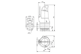 GRUNDFOS Schmutzwasserpumpe DP10.65.26.2.50B 3x400V 10m Kabel – Bild 2