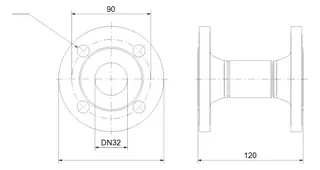 GRUNDFOS Zubehör für Trockenläuferpumpen Adapterflansch DN32 PN6 H: d:90 – Bild 2
