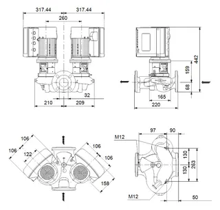 GRUNDFOS Elektr. ger. Trockenläuferpumpe TPE2D40-240-N-A-F-A-BQQE PN16 1x230V – Bild 2