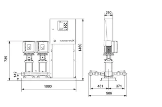 GRUNDFOS Druckerhöhungsanlage Hydro MPC-E 2CRIE5-9GH 16bar 3x400V2,2kW – Bild 2