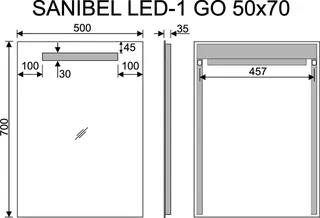 sanibel Leuchtspiegel LED-1 GO A23 Lichtstreifen oben 500x700mm (BxH) – Bild 2