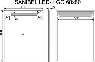 sanibel Leuchtspiegel LED-1 GO A23 Lichtstreifen oben 600x800mm(BxH) – Bild 2