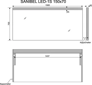 sanibel Leuchtspiegel LED-1S A23 mit satiniertem Lichtstreifen 1500x700mm – Bild 2