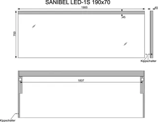 sanibel Leuchtspiegel LED-1S A23 mit satiniertem Lichtstreifen 1900x700mm – Bild 2