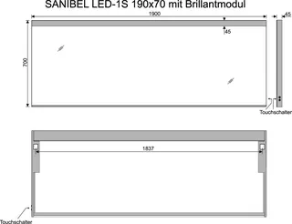 sanibel Leuchtspiegel LED-1S A23 mit Brillantmodul/Lichtwechsler 1900x700mm – Bild 2