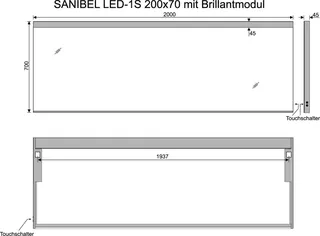 sanibel Leuchtspiegel LED-1S A23 mit Brillantmodul/Lichtwechsler 2000x700mm – Bild 2