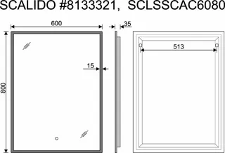 SCALIDO-Leuchtspiegel LED-SCAC, umlauf. Satinierung und Ambientelicht 600x800mm – Bild 2