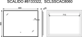 SCALIDO-Leuchtspiegel LED-SCAC, umlauf. Satinierung und Ambientelicht 800x600mm – Bild 2