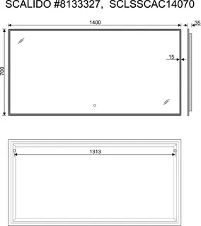 SCALIDO-Leuchtspiegel LED-SCAC, umlauf. Satinierung und Ambientelicht 1400x700mm – Bild 2