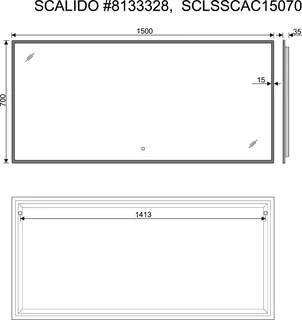 SCALIDO-Leuchtspiegel LED-SCAC, umlauf. Satinierung und Ambientelicht 1500x700mm – Bild 2