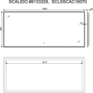 SCALIDO-Leuchtspiegel LED-SCAC, umlauf. Satinierung und Ambientelicht 1600x700mm – Bild 2