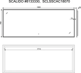 SCALIDO-Leuchtspiegel LED-SCAC, umlauf. Satinierung und Ambientelicht 1800x700mm – Bild 2