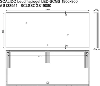 SCALIDO-Leuchtspiegel LED-SCGS Glassegel Brillantmod/Lichtw/Schalt 1900x800x100mm – Bild 2