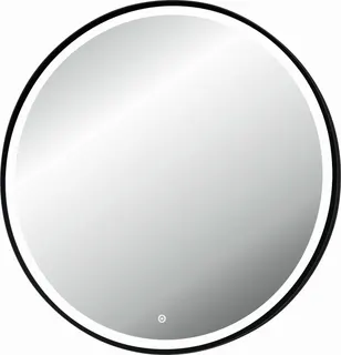 SCALIDO-Leuchtspiegel LED-SCR3 rund mit Rahmen schwarz uml. Satinierung 450mm