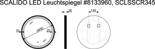 SCALIDO-Leuchtspiegel LED-SCR3 rund mit Rahmen schwarz uml. Satinierung 450mm – Bild 2