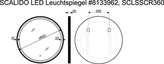 SCALIDO-Leuchtspiegel LED-SCR3 rund mit Rahmen schwarz uml. Satinierung 600mm – Bild 2