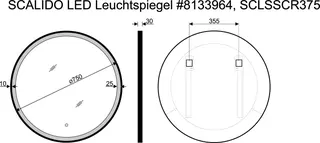 SCALIDO-Leuchtspiegel LED-SCR3 rund mit Rahmen schwarz uml. Satinierung 750mm – Bild 2