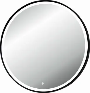 SCALIDO-Leuchtspiegel LED-SCR3 rund mit Rahmen schwarz uml. Satinierung 850mm