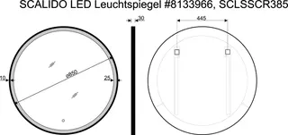 SCALIDO-Leuchtspiegel LED-SCR3 rund mit Rahmen schwarz uml. Satinierung 850mm – Bild 2