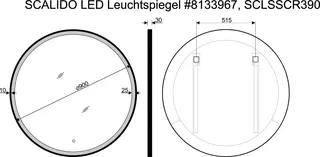 SCALIDO-Leuchtspiegel LED-SCR3 rund mit Rahmen schwarz uml. Satinierung 900mm – Bild 2