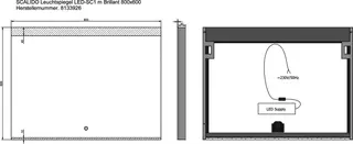 SCALIDO-Leuchtspiegel LED-SC1/B Brillant modul/Lichtw/Schalter 800x600mm schwarz – Bild 2