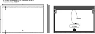 SCALIDO-Leuchtspiegel LED-SC1/B Brillant modul/Lichtw/Schalter 900x600mm schwarz – Bild 2