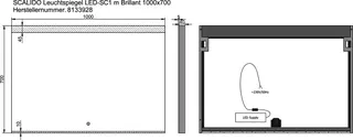 SCALIDO-Leuchtspiegel LED-SC1/B Brillant modul/Lichtw/Schalter 1000x700mm schwarz – Bild 2