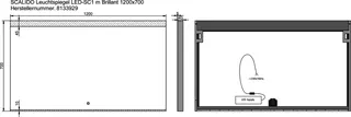 SCALIDO-Leuchtspiegel LED-SC1/B Brillant modul/Lichtw/Schalter 1200x700mm schwarz – Bild 2