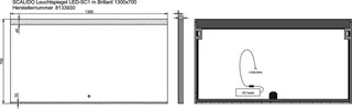 SCALIDO-Leuchtspiegel LED-SC1/B Brillant modul/Lichtw/Schalter 1300x700mm schwarz – Bild 2