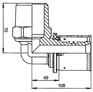 comfort-press-Metall-Übergangswinkel A22 90 Grad 63mm x DN 50 (2") AG – Bild 2