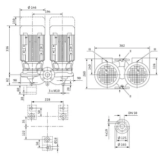 Wilo Trockenläufer-Standard-Doppelpumpe DPL 50/105-0,75/2,DN50,3x400V,0.75kW – Bild 2